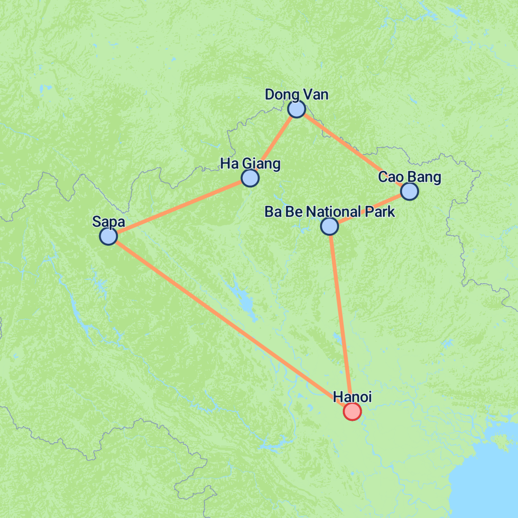 Secrets of North Vietnam - 8 days map