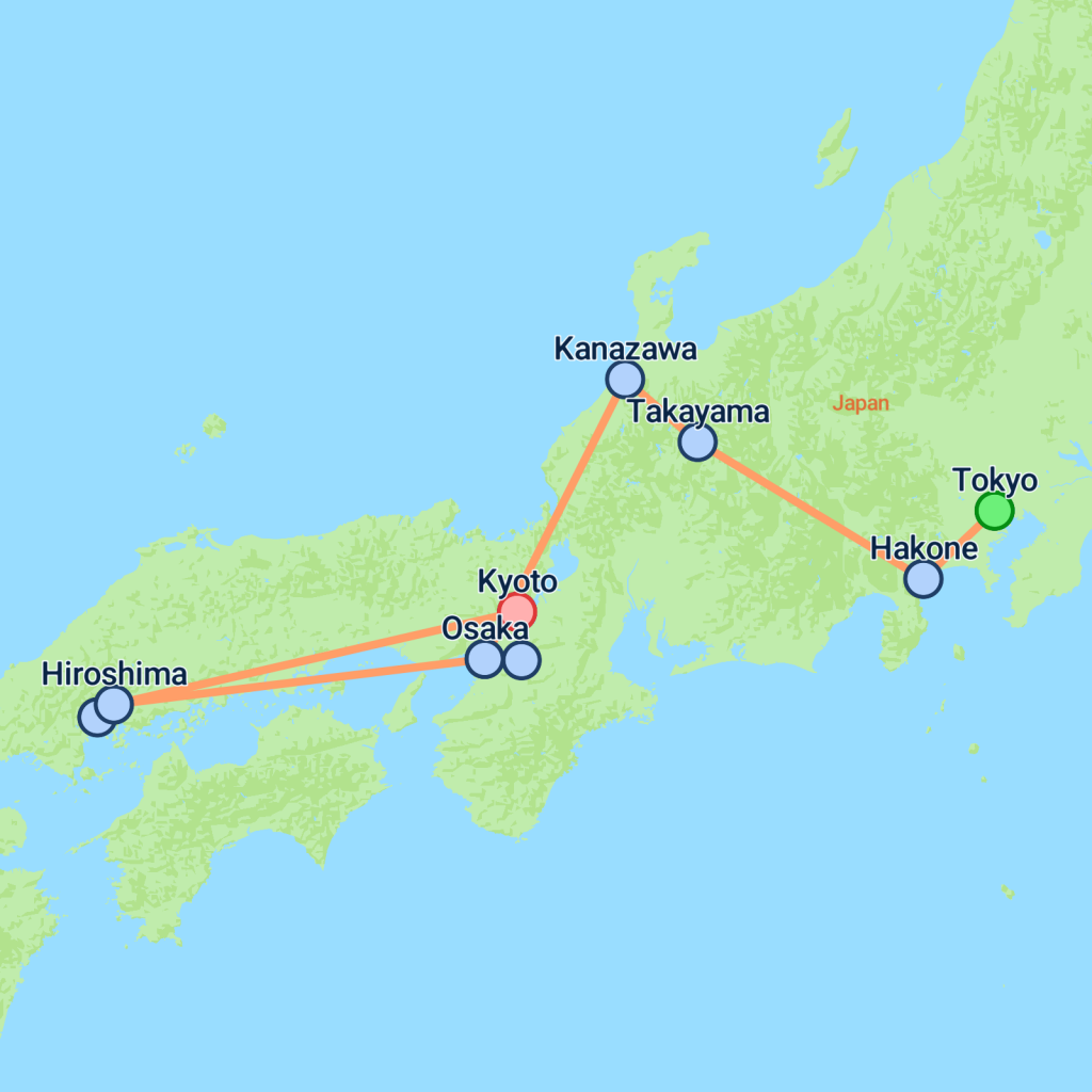 Jump Into Japan - 14 days map