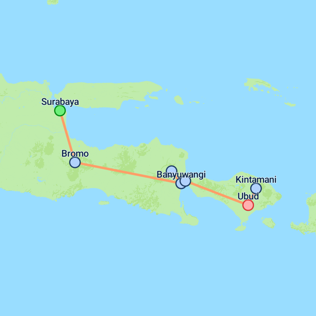 East Java & Bali Explorer - 6 days map