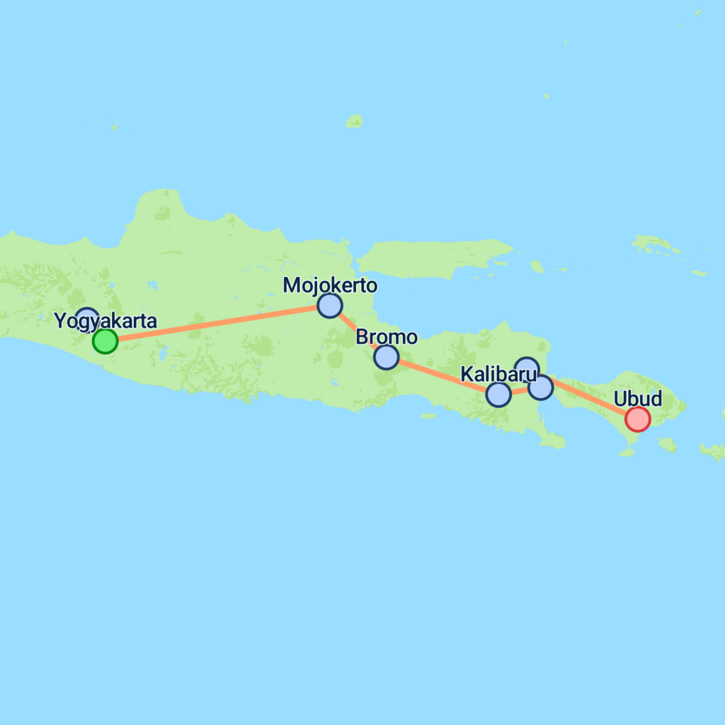Journey Through Java to Bali - 9 days map