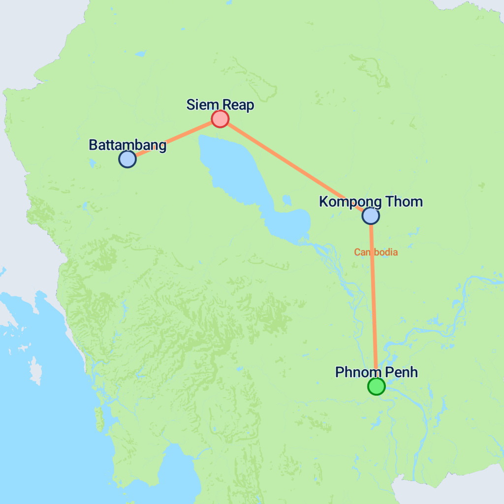 Captivating Cambodia - 9 days map