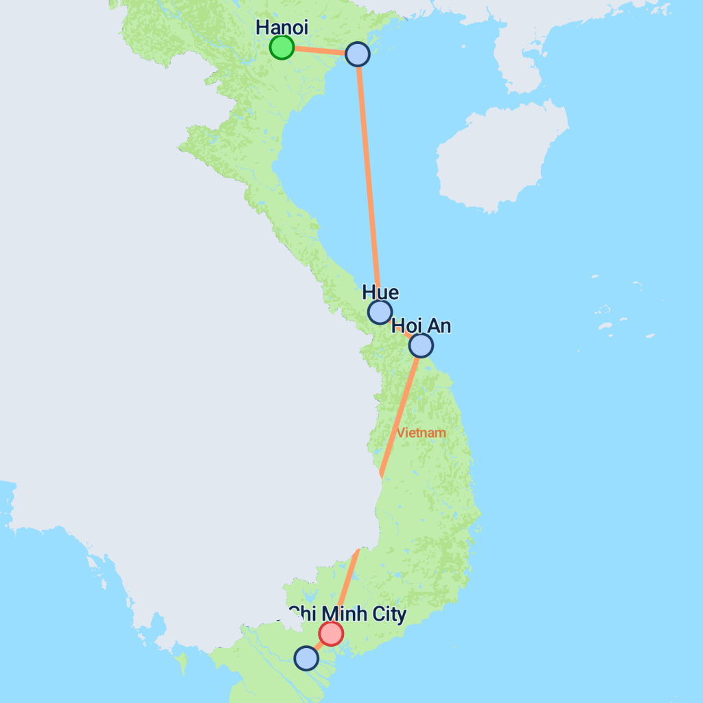 Classic Vietnam From Hanoi - 9 days map