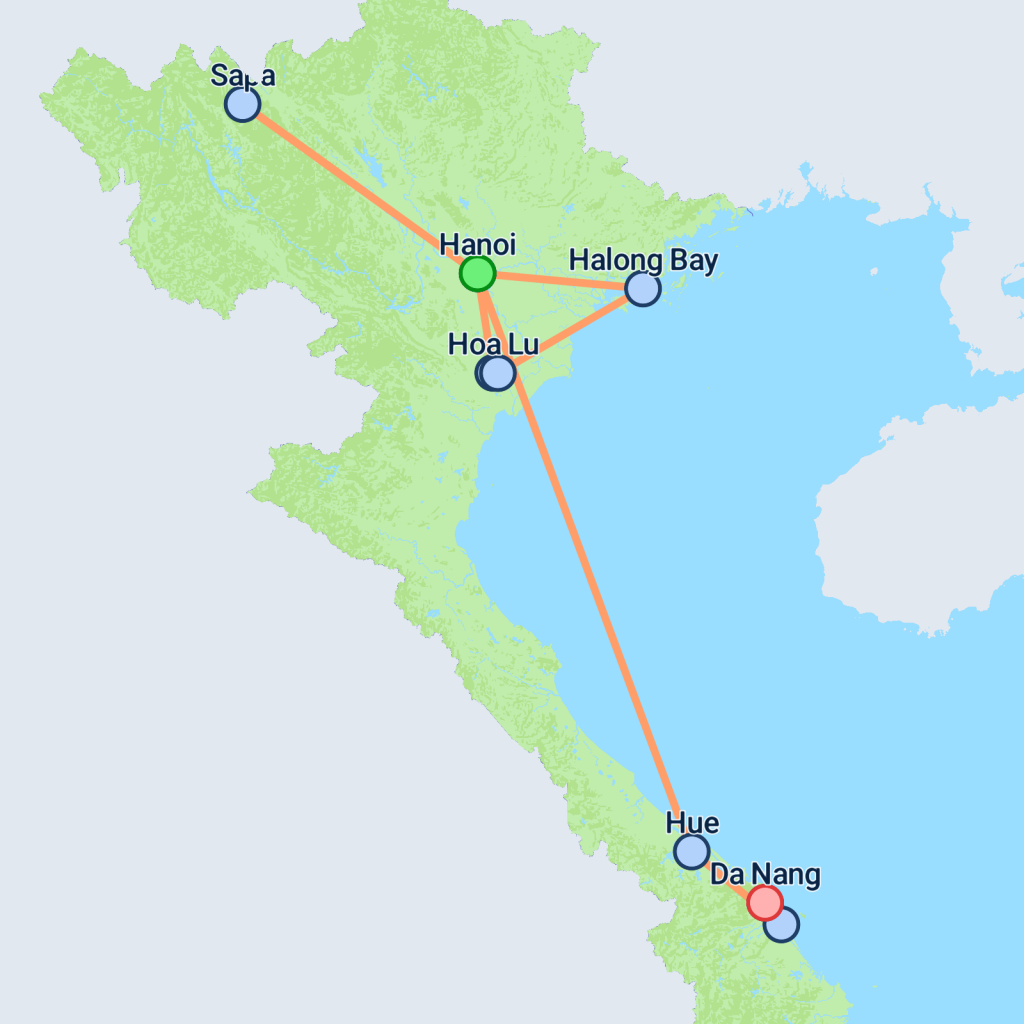 Highlights of North Vietnam - 11 days map