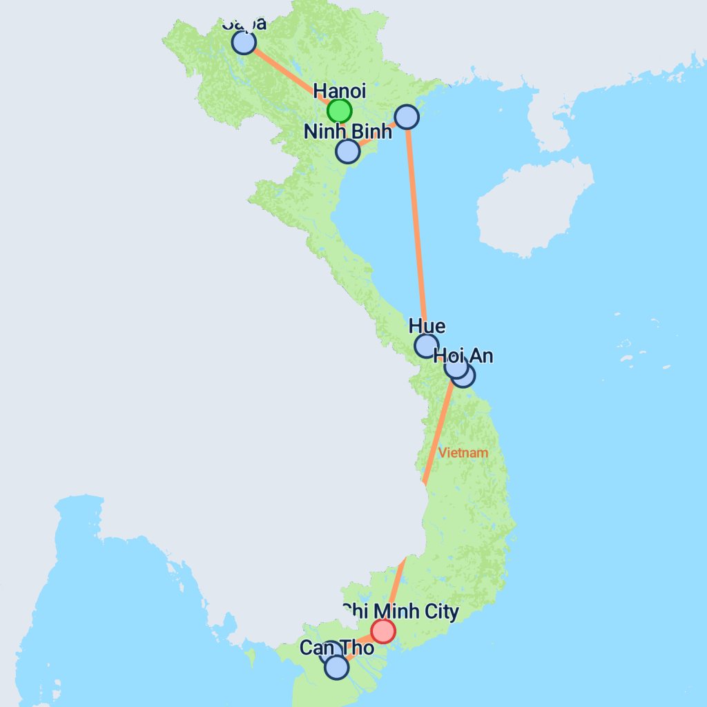 Vietnam Uncovered - 14 days map