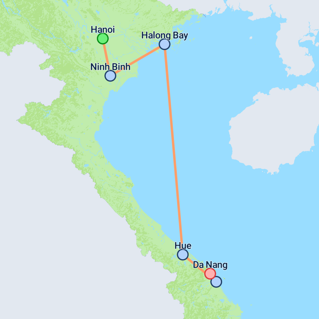 Classic North Vietnam - 8 days map