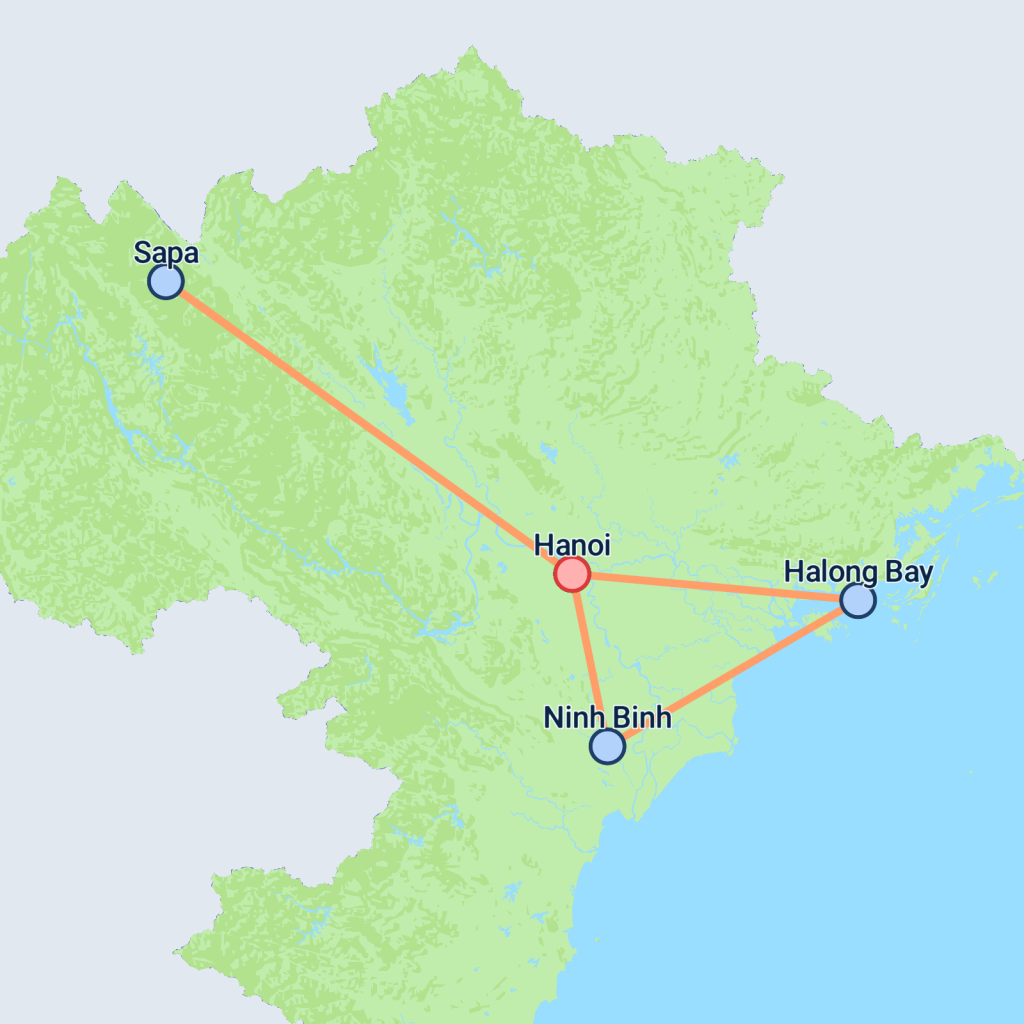 Hanoi, Sapa, Ninh Binh & Halong - 8 days map