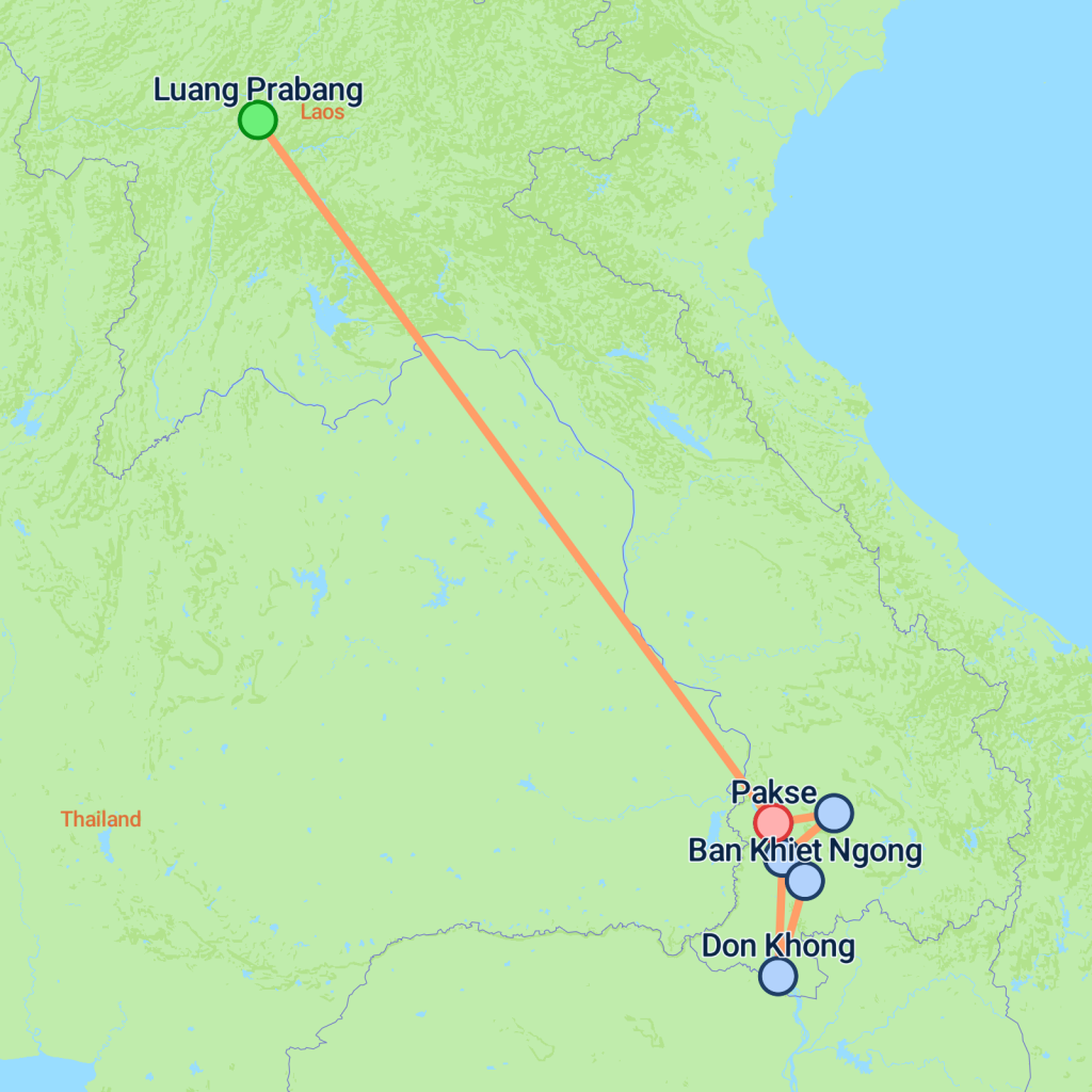 Luang Prabang & Southern Laos - 8 days map