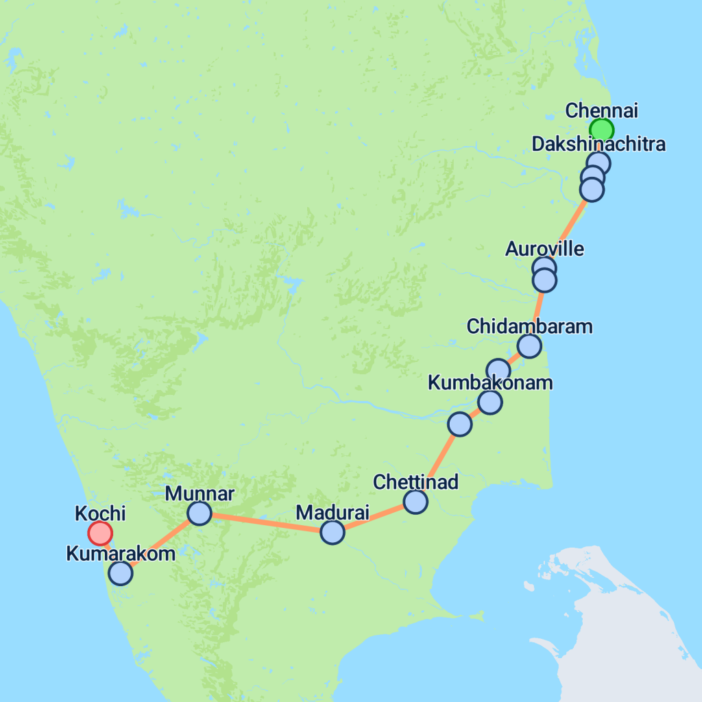 Spectacular South India - 15 days map