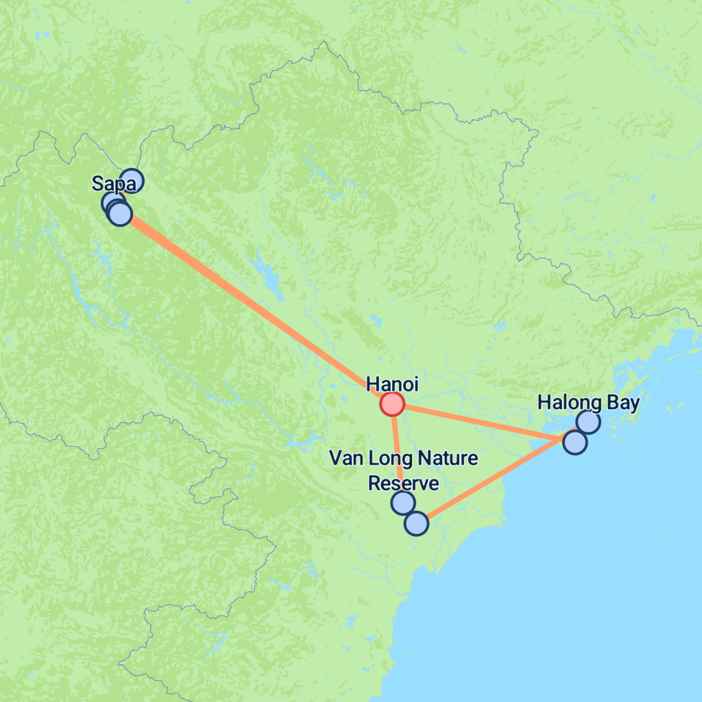 Hiking North Vietnam - 8 days map