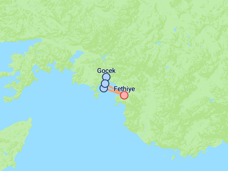 8 Day Gulf of Fethiye Cruise - Map4228square Crop 800 600