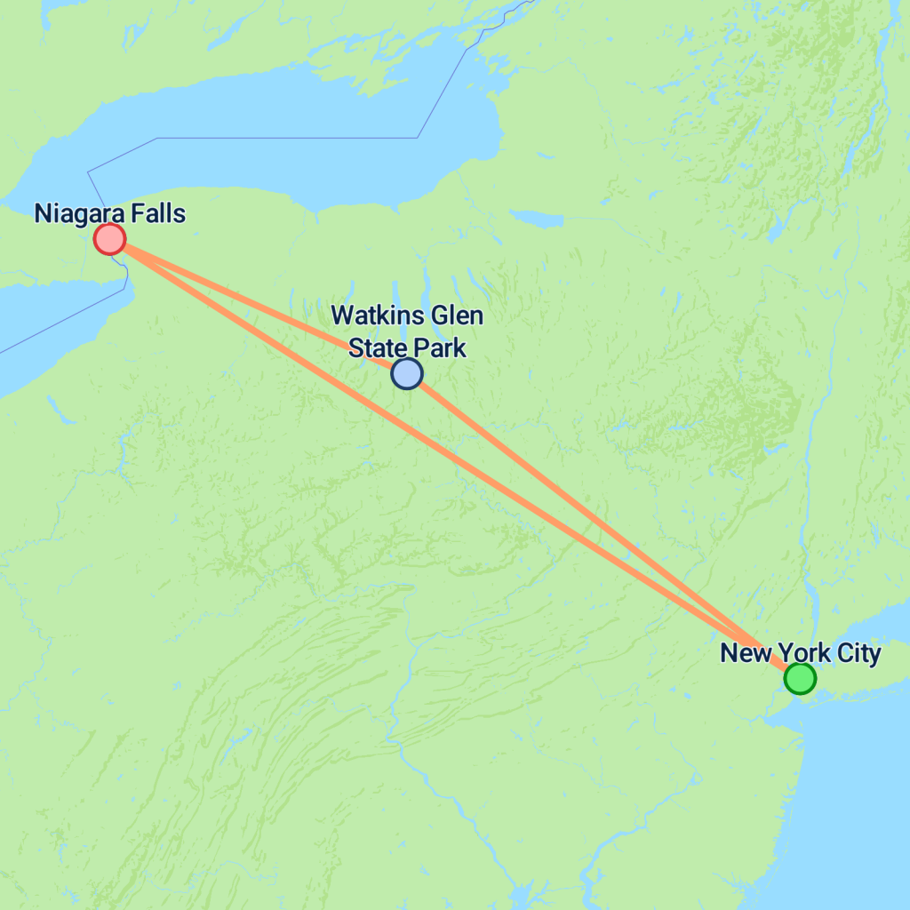 New York to Niagara - 3 days map