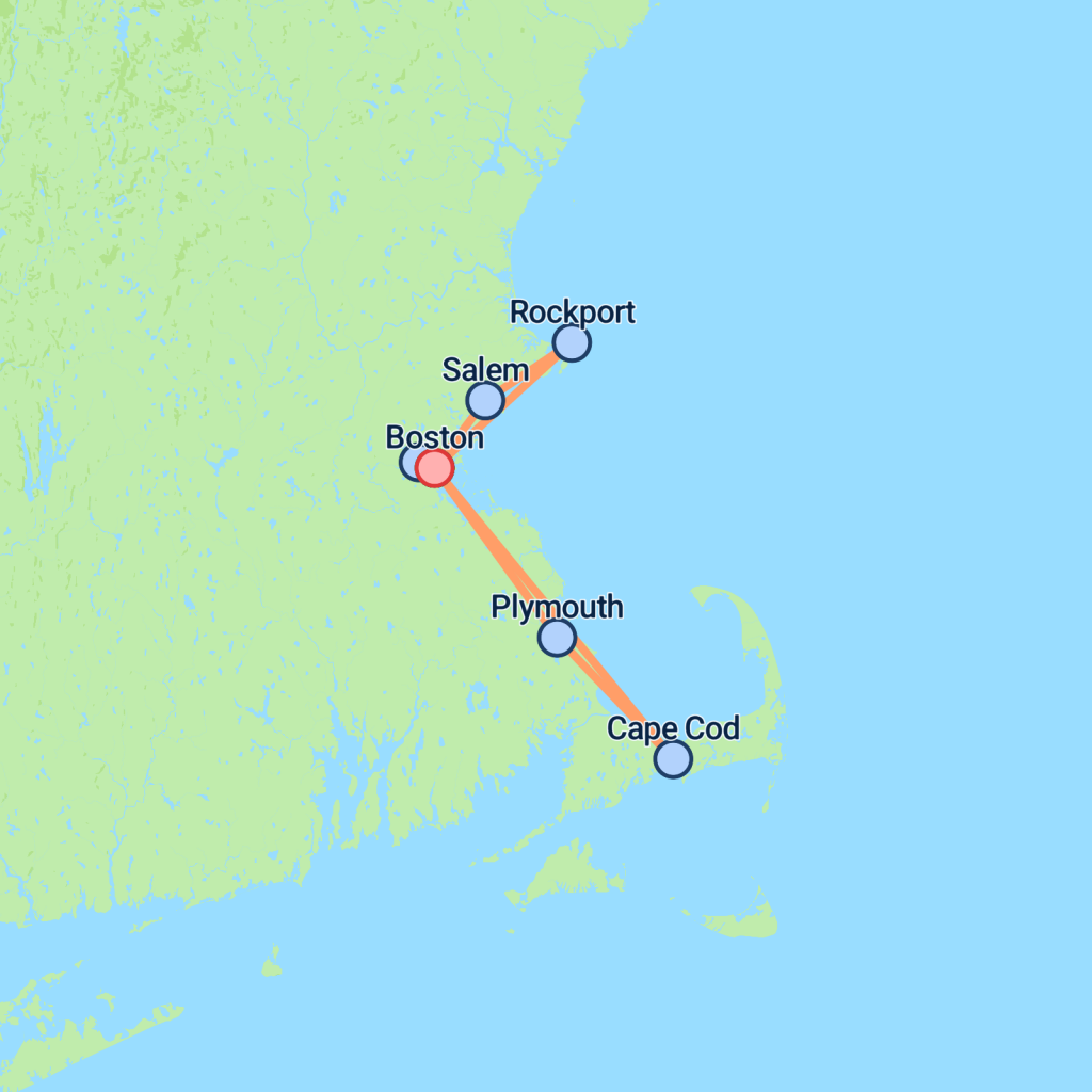 Best of Boston & Massachusetts - 4 days map