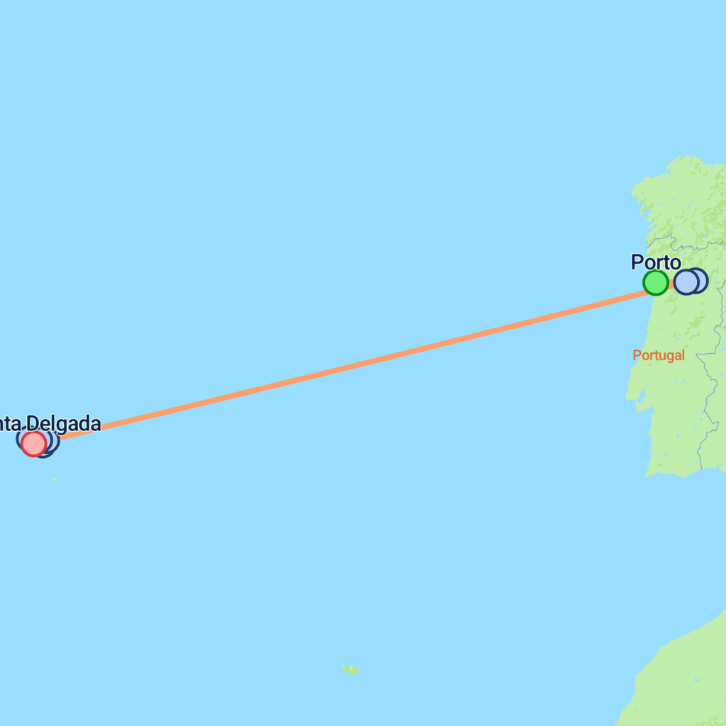 Highlights of Porto & the Azores - 9 days map
