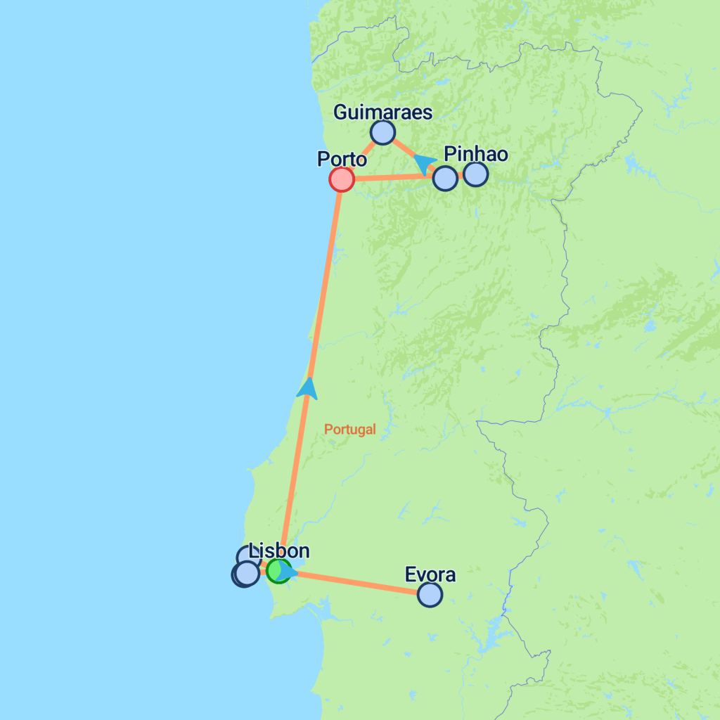 Essence of Portugal - 11 days map