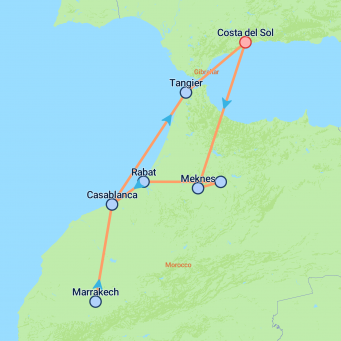 Private Morocco From Costa del Sol (Superior) - 7 days map