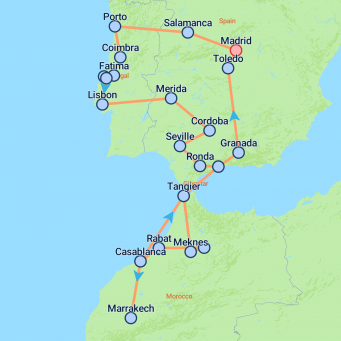 Private Jewels of Spain, Portugal & Morocco (Superior) - 21 days map