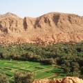 Long road winding up the side of the mountain at Dades Gorge