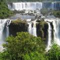 Powerful cascades of white water at Iguazu Falls