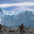 Impressive Perito Moreno glacier surrounded by snowy mountains in El Calafate